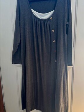 Women's Charcoal Gray Button-Front Jersey Dress